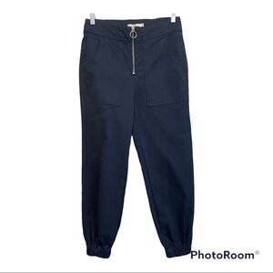 TGLA |  Front Zipper High Waisted Navy Cuffed Pants | NWT | XS